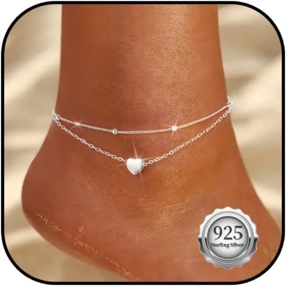 Jewelry - Sterling Silver Ankle Bracelets for Women,Gold Dainty Layered Waterproof Anklet